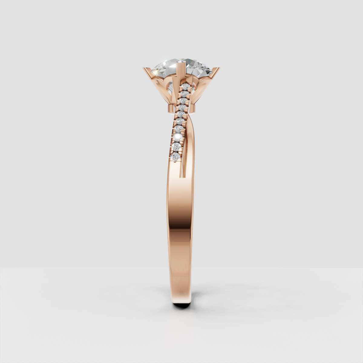 Contemporary round Diamond ring with elevated open cathedral setting
