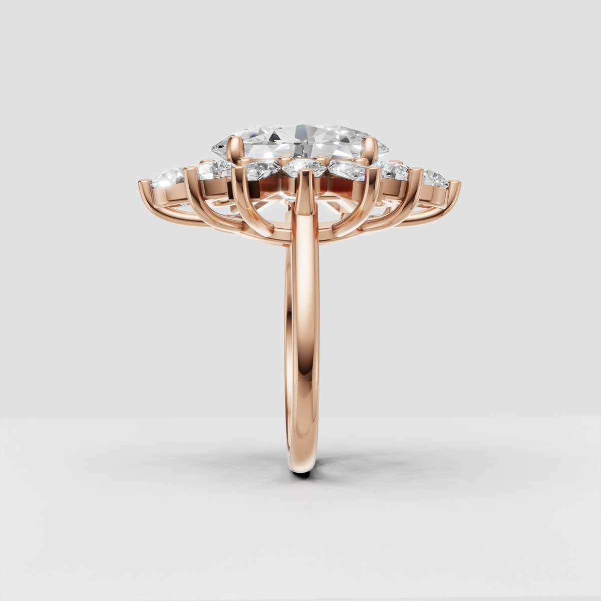 Oval diamond birthday gift ring with baguette and round accents