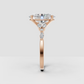 Modern oval diamond engagement ring with detailed shoulders