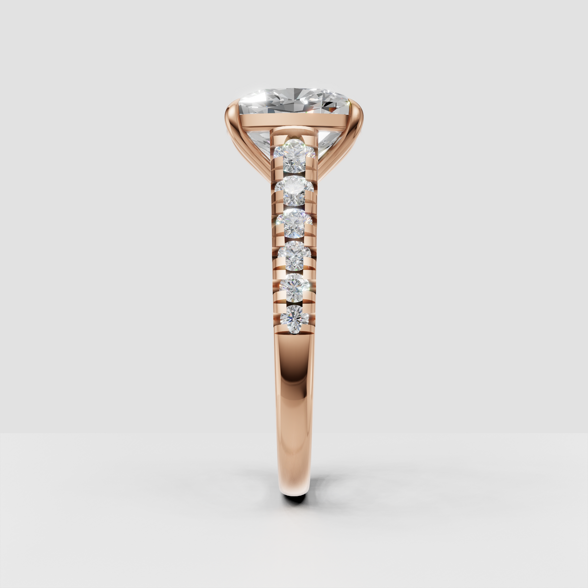 Cushion cut diamond ring with elevated center setting