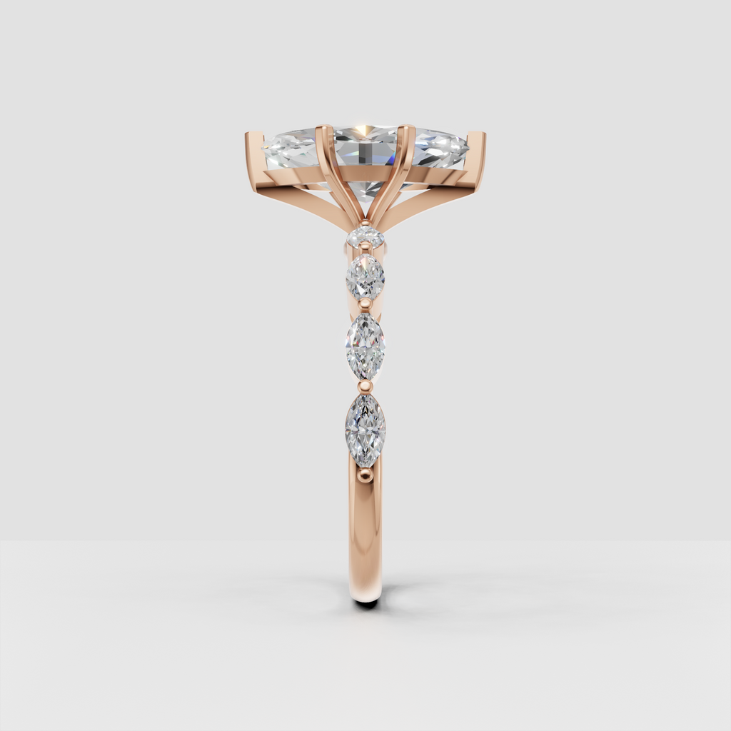 Luxury marquise cut diamond engagement ring in gold