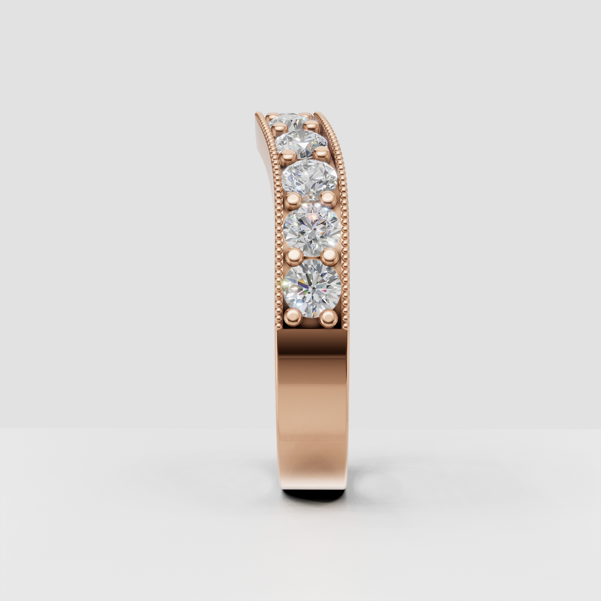 Round Cut Diamond Milgrain Eternity Band Ring