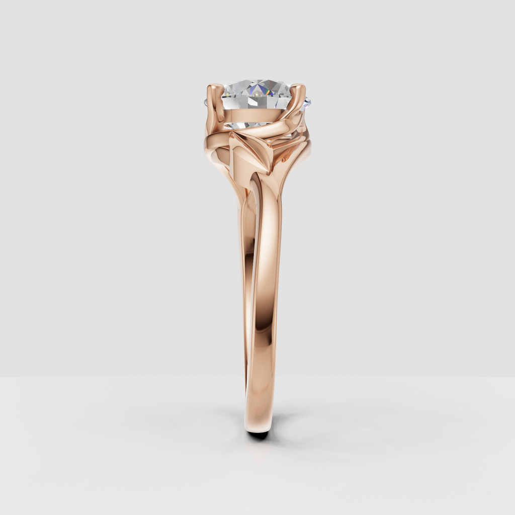 Yellow gold round cut diamond engagement ring with split shank design