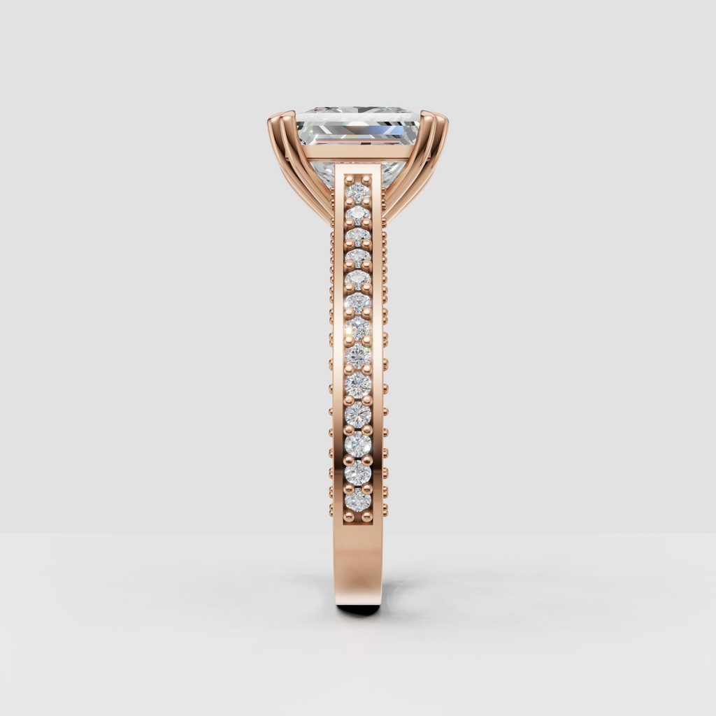 Princess diamond ring with pave side stones