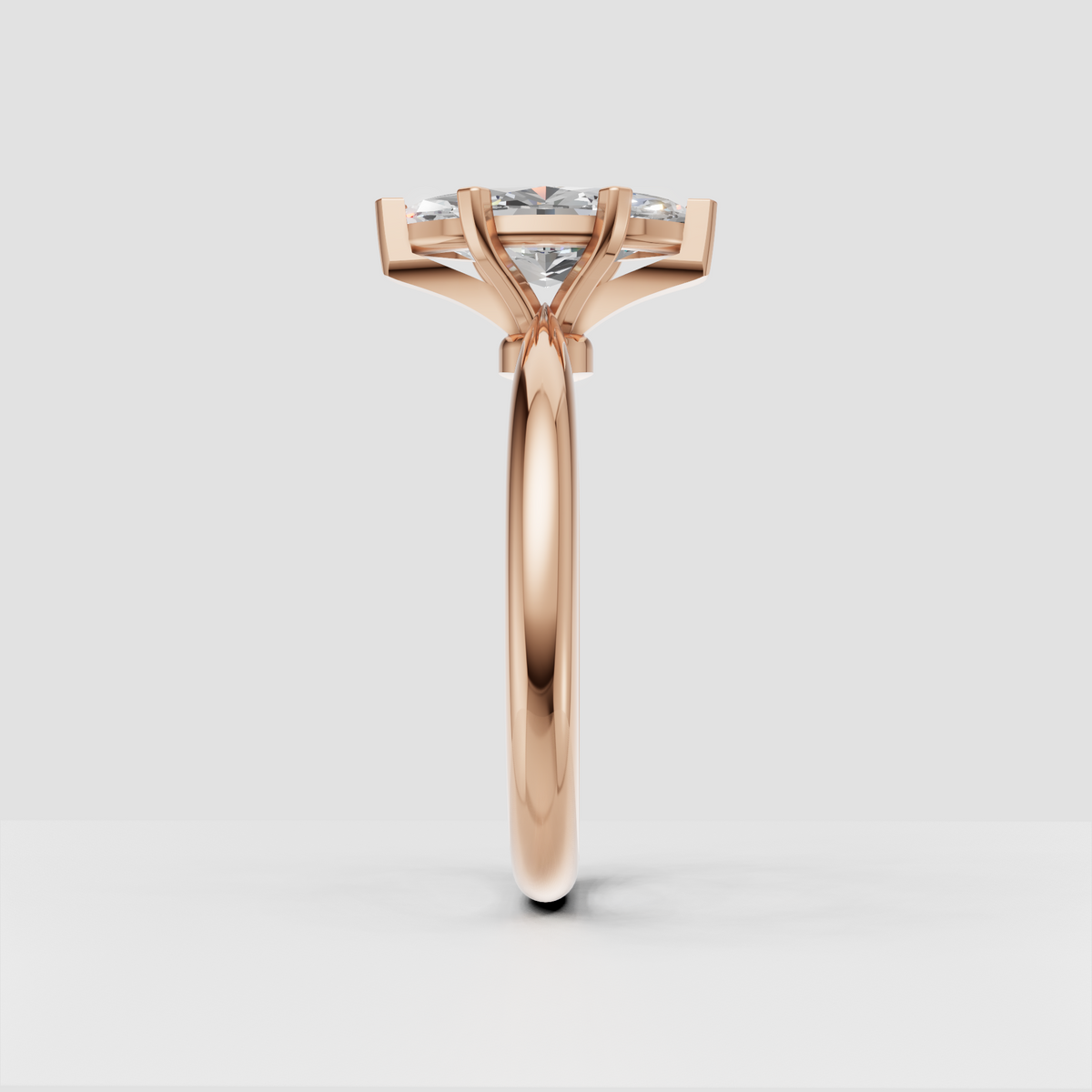 Elegant marquise solitaire engagement ring with polished band