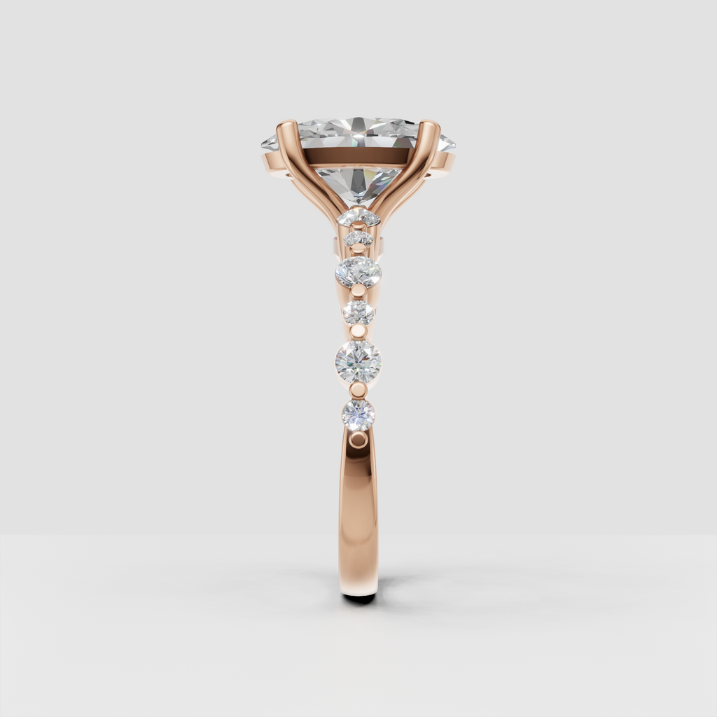 Classic oval cut diamond engagement ring with tapered band