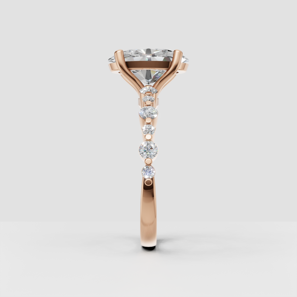 Classic oval cut diamond engagement ring with tapered band