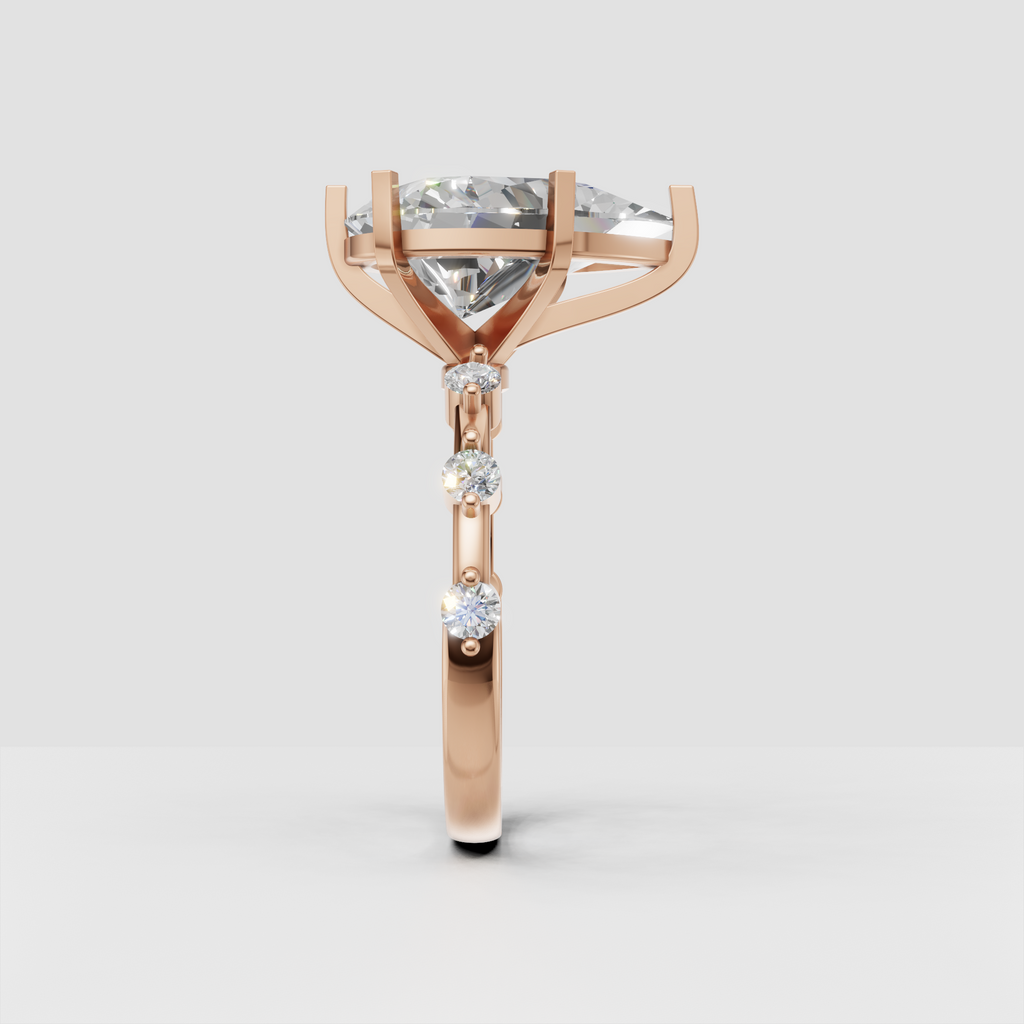 Pear cut diamond bridal ring viewed from the front