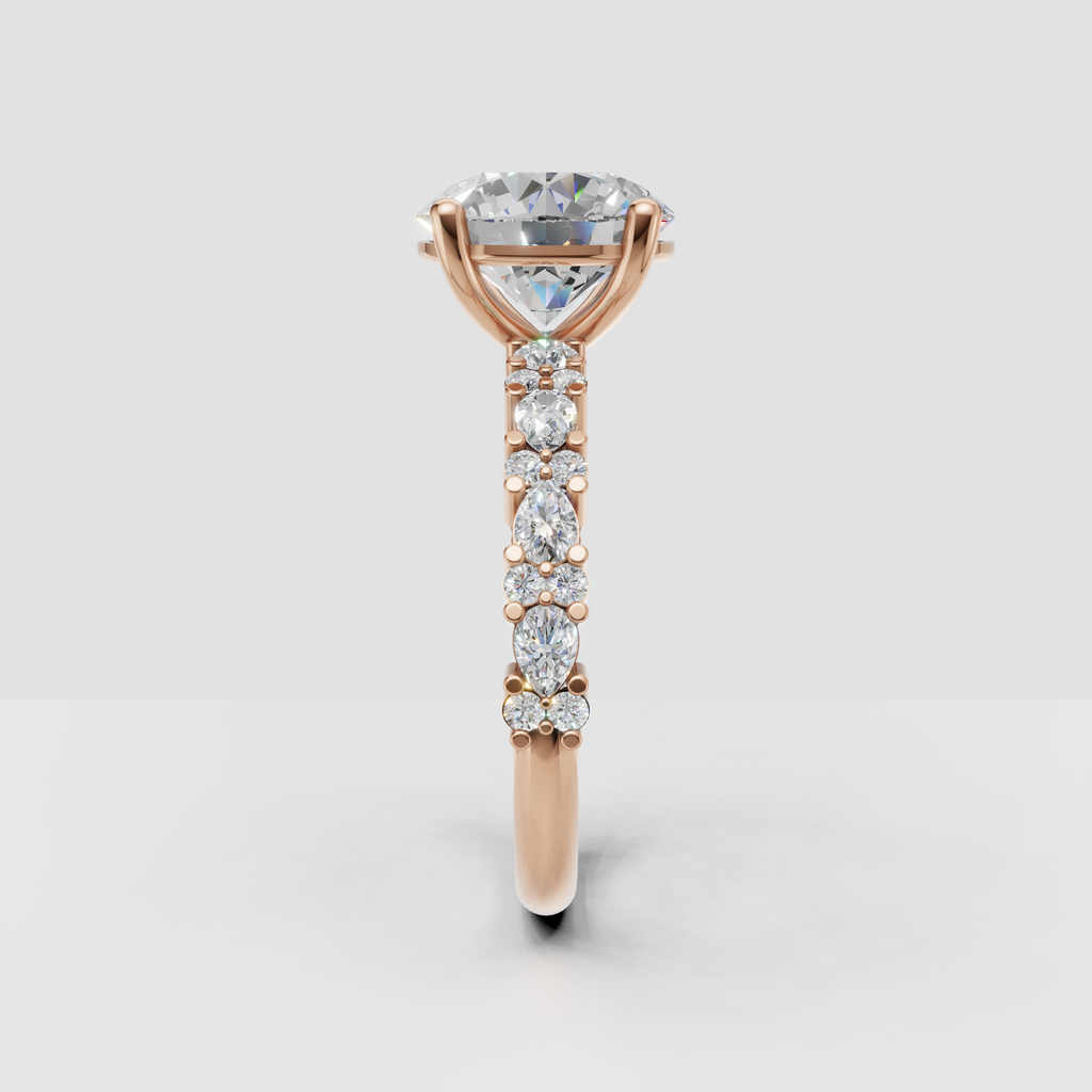 Round diamond bridal ring with classic solitaire-inspired setting