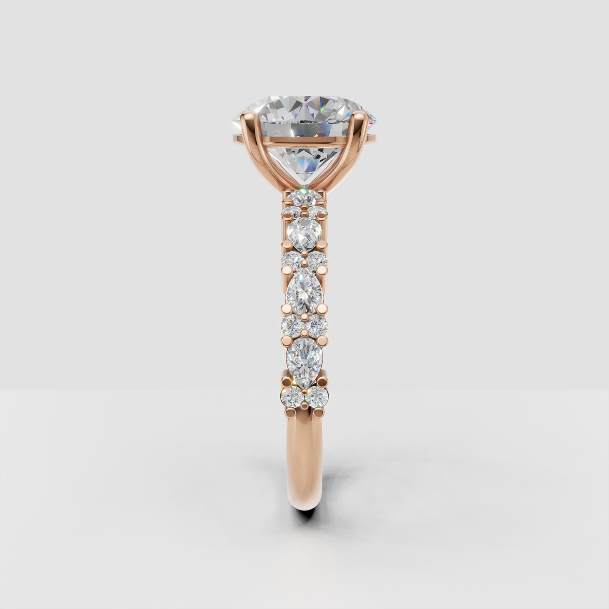 Round diamond bridal ring with classic solitaire-inspired setting