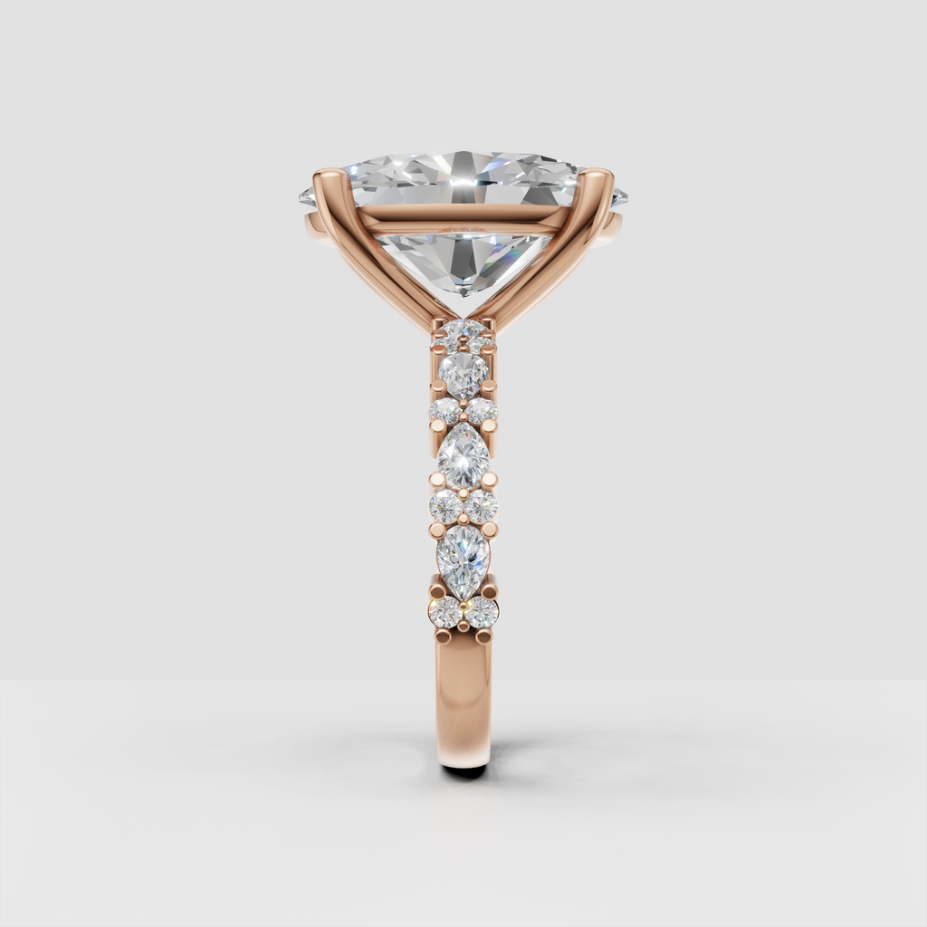 Oval center stone engagement ring in polished yellow gold