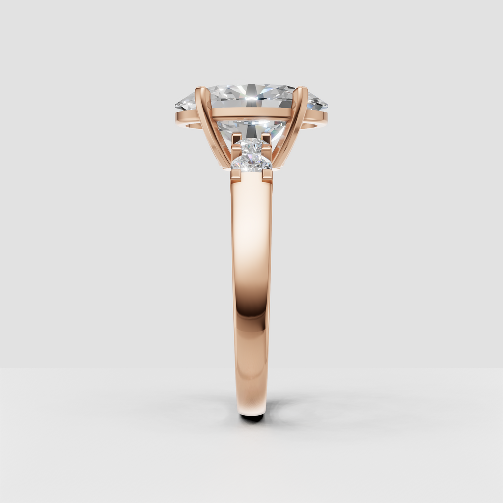 Oval diamond engagement ring in a sophisticated cathedral profile