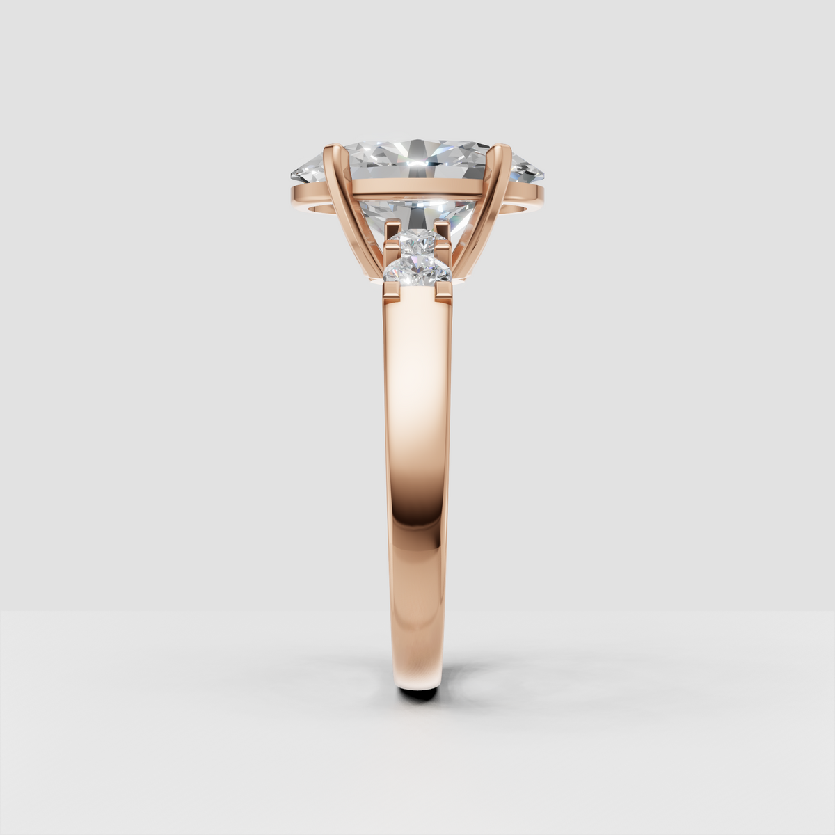 Oval diamond engagement ring in a sophisticated cathedral profile