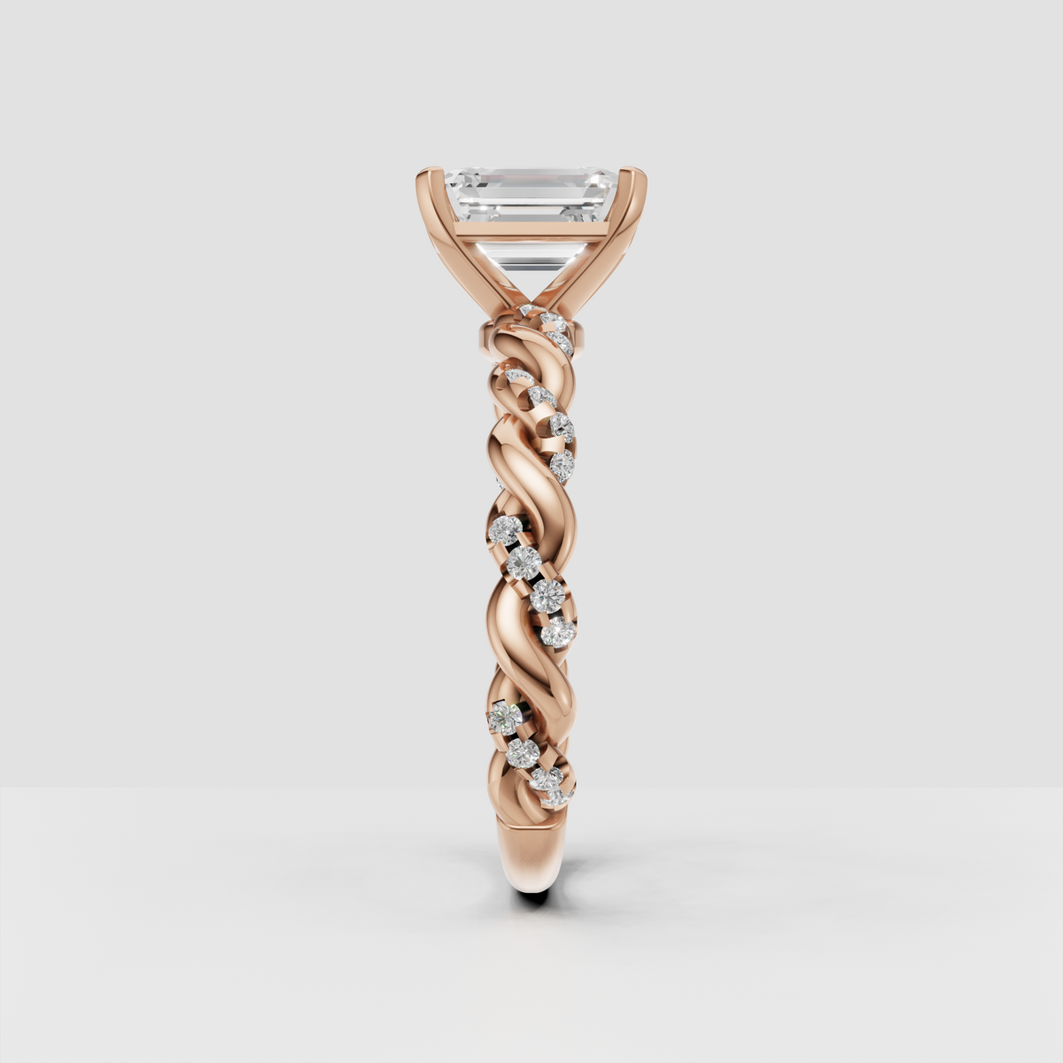 Radiant Cut Lab Grown & Moissanite Diamond Halo Engagement Ring - Image 10