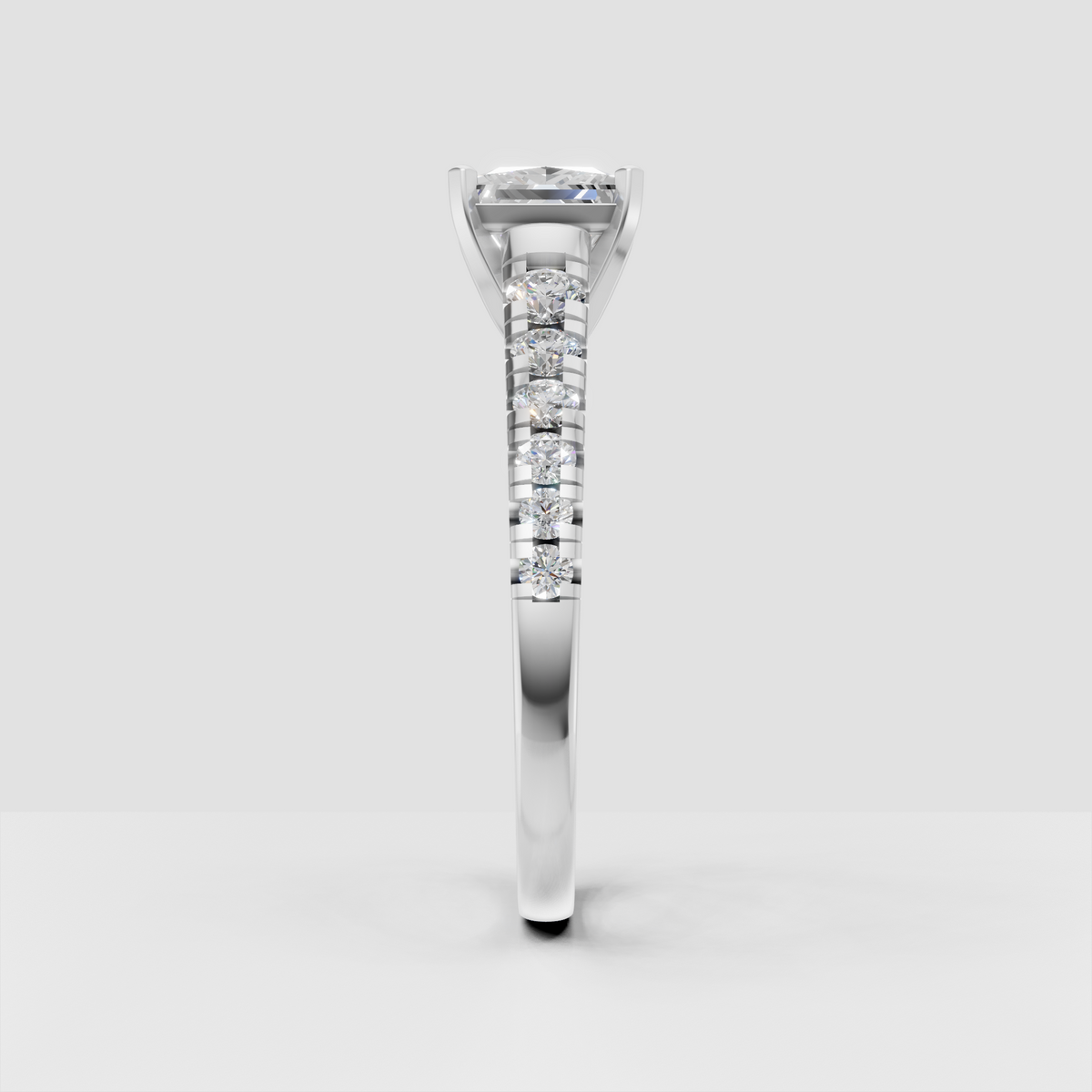 Vintage princess cut diamond engagement ring with scrollwork