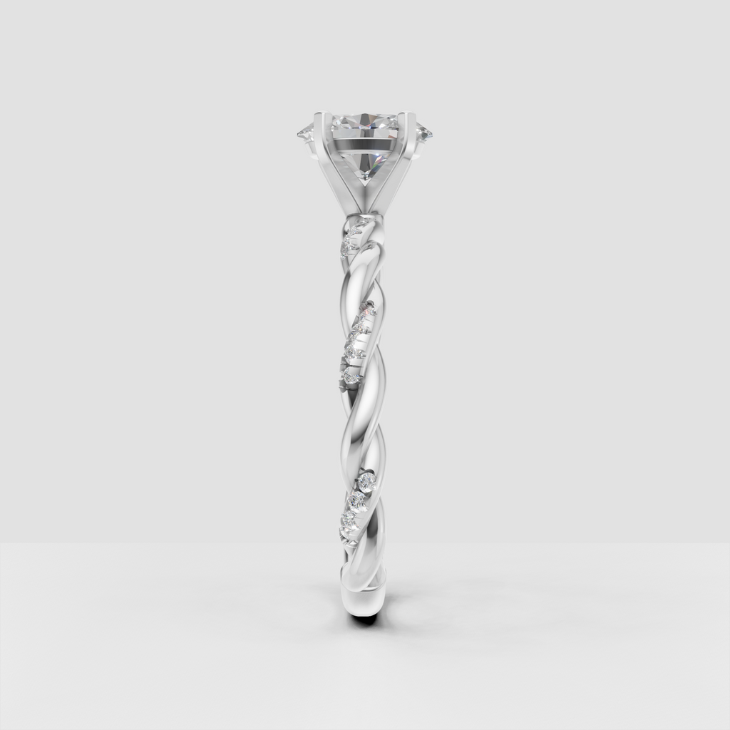 Sculptural interwoven gold diamond engagement ring