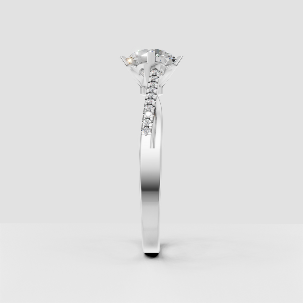 Luxury round Diamond bridal ring with pave accent detailing