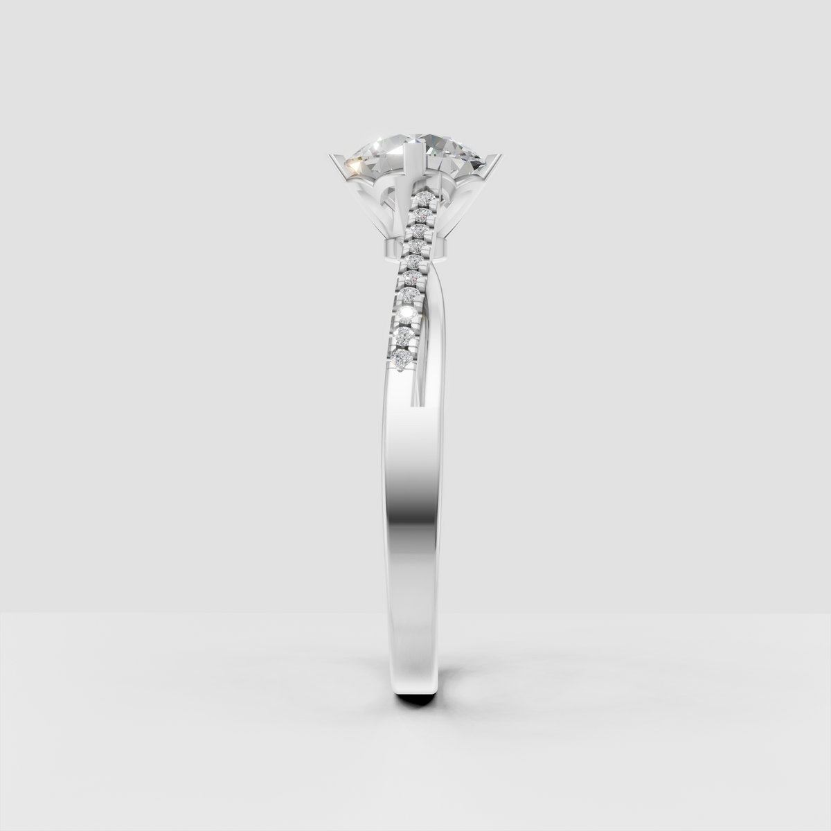 Luxury round Diamond bridal ring with pave accent detailing