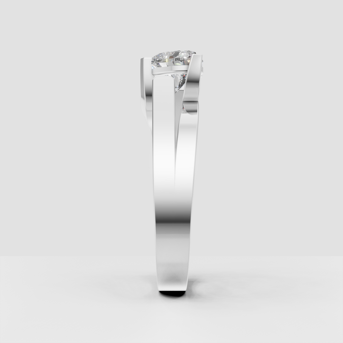 Heart solitaire diamond ring featuring an elegant prong setting