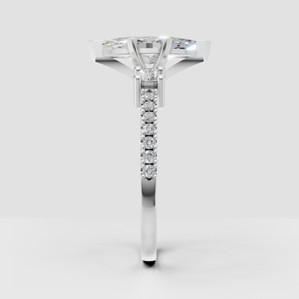 Marquise cut diamond ring with sculptural raised gallery setting