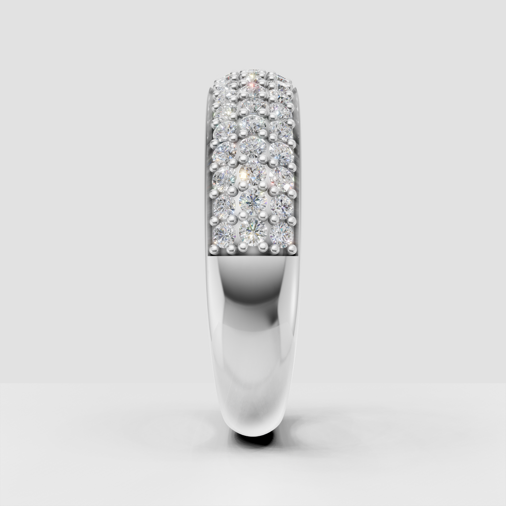 Polished gold band covered with round diamonds