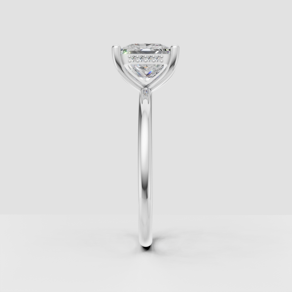 Princess cut square diamond ring with elegant solitaire setting and slim polished yellow gold shank