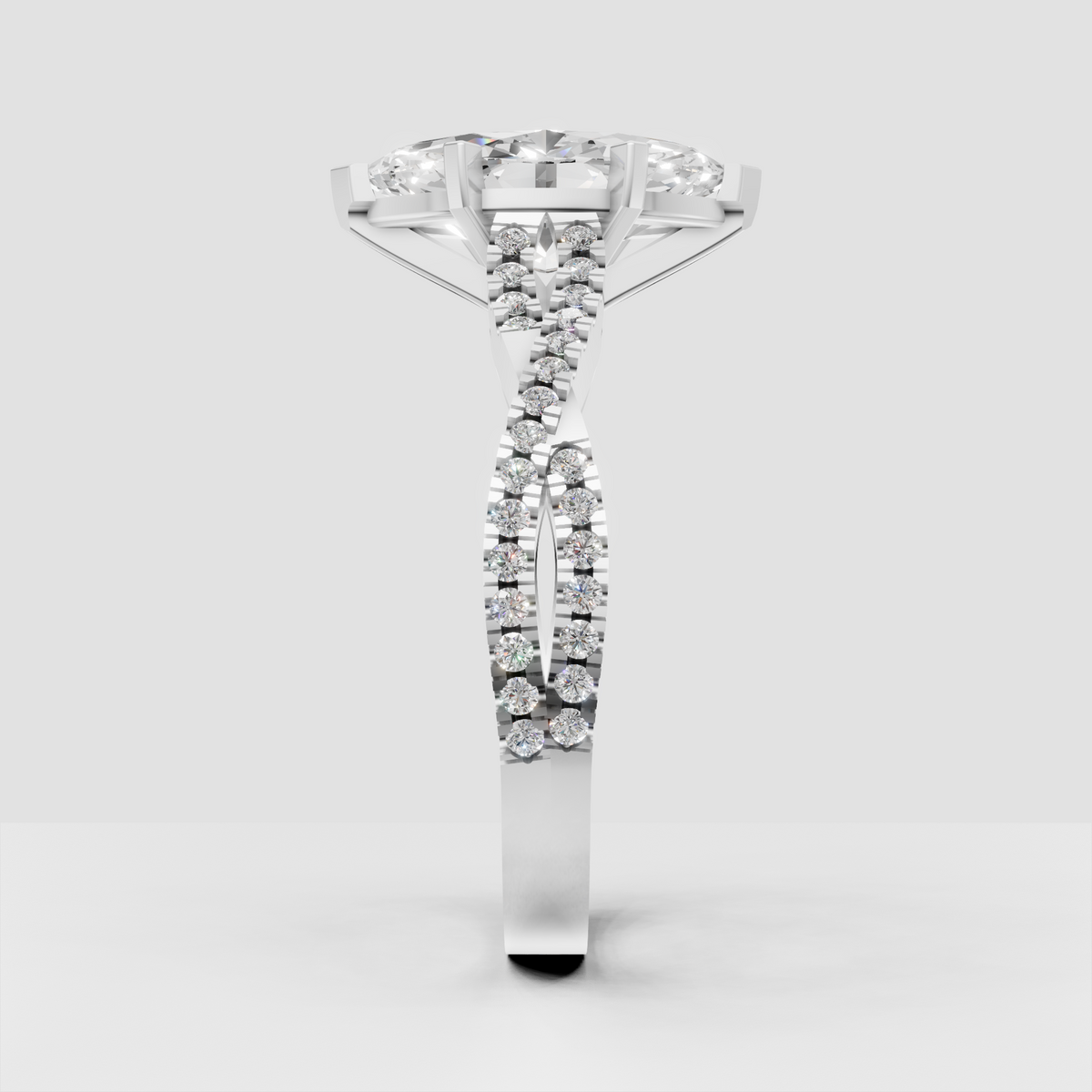Pear Cut Lab Grown & Moissanite Diamond Halo Engagement Ring