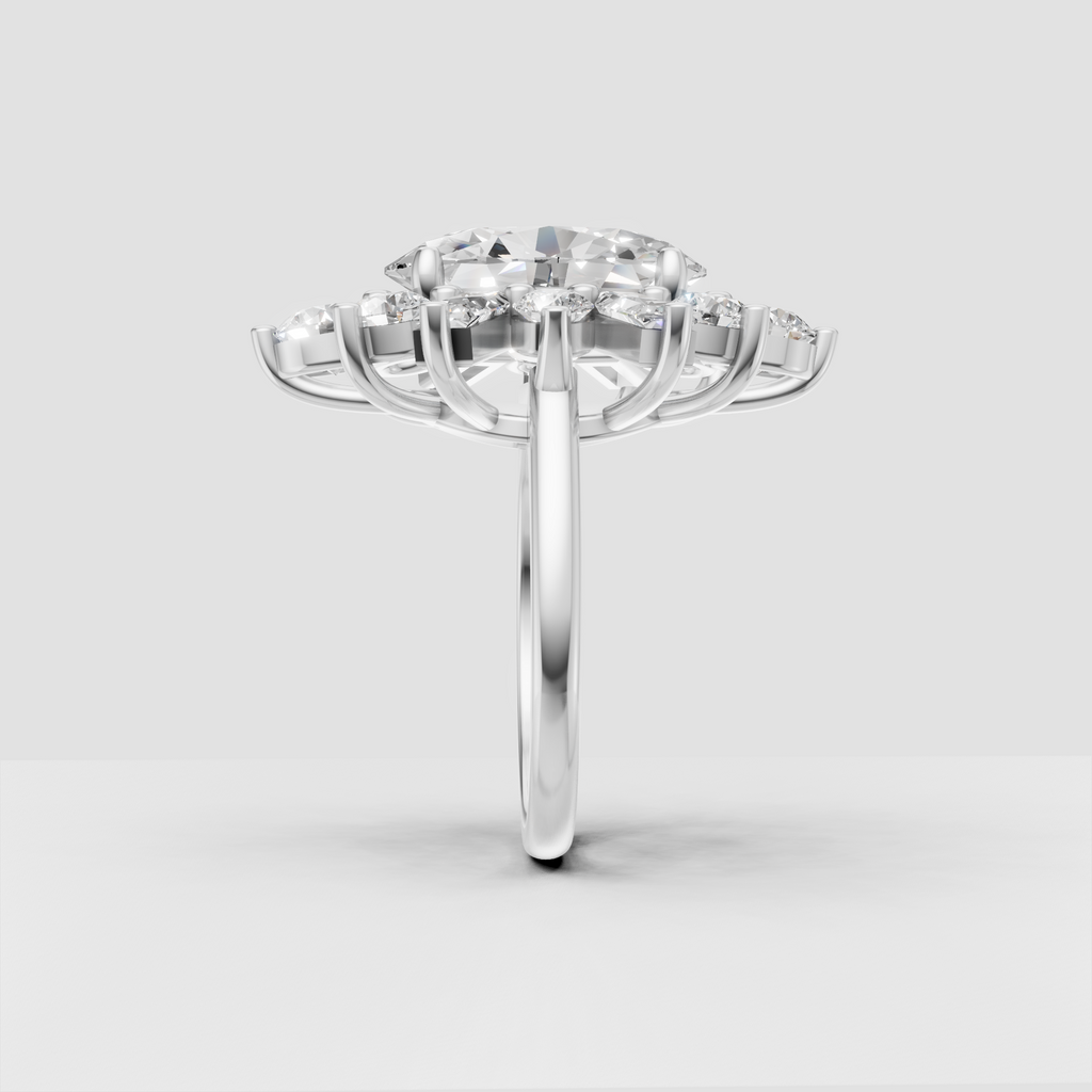 Luxury oval diamond cluster ring with baguette and round stones