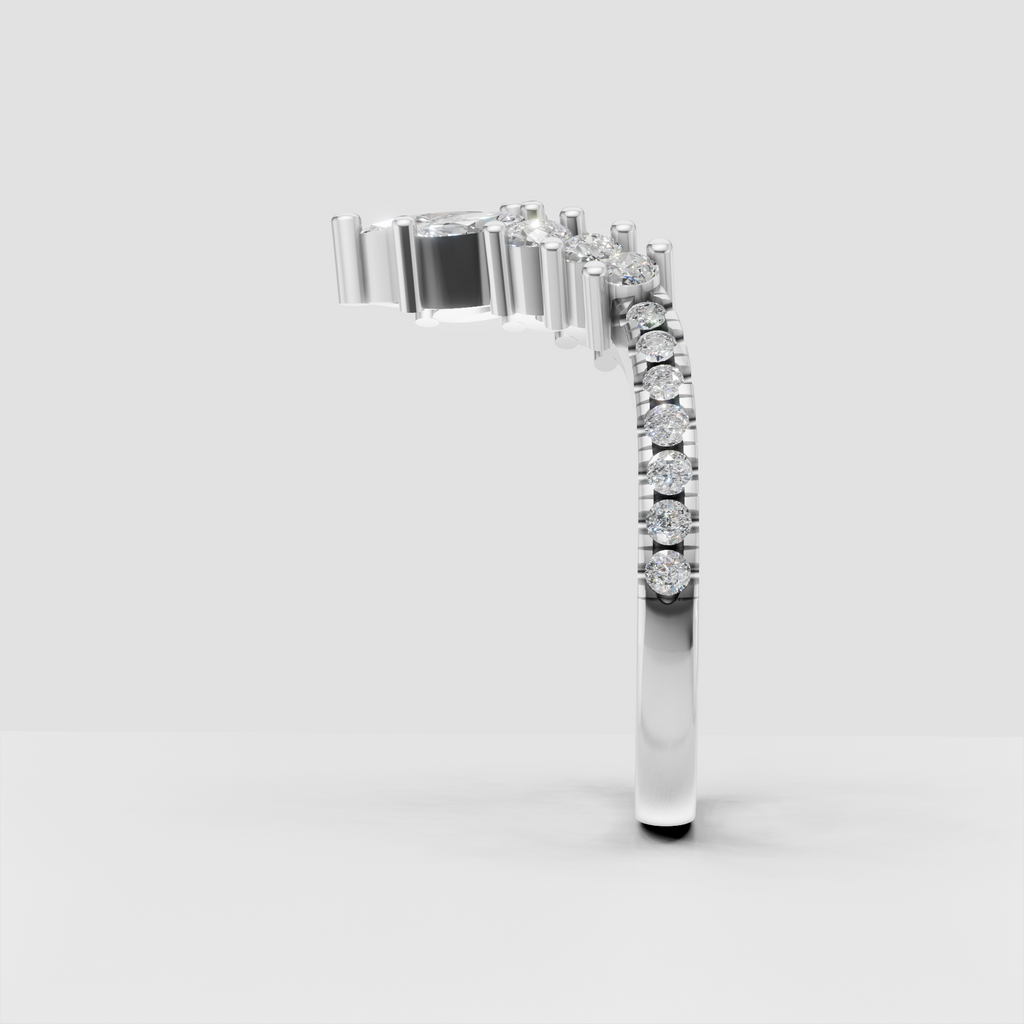 Elegant curved bridal band with graduated diamonds