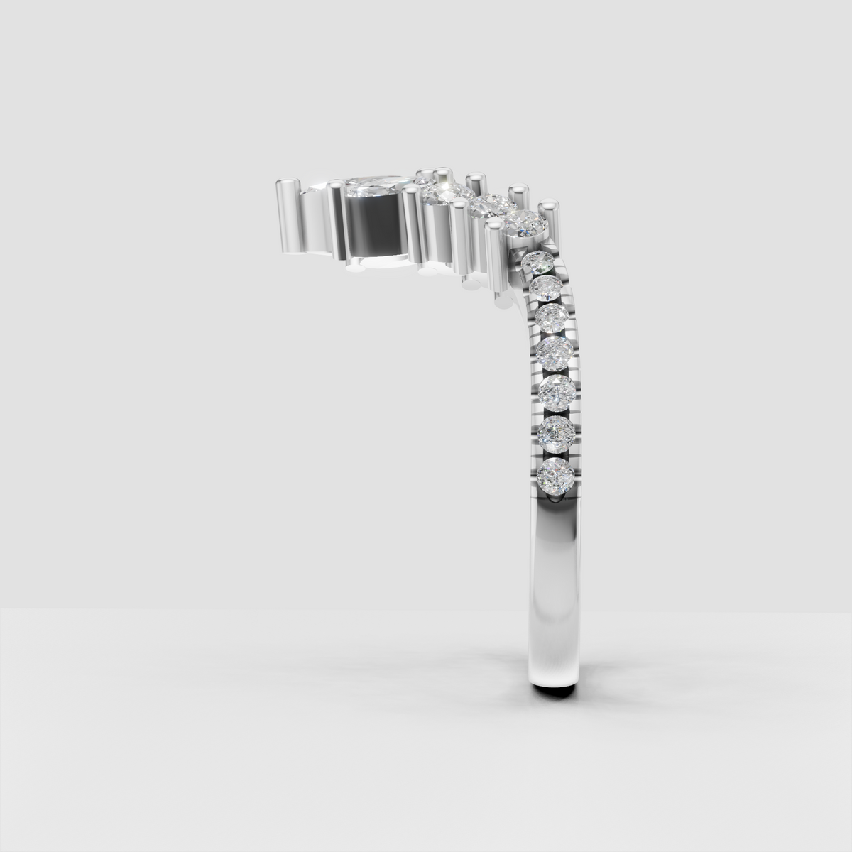 Elegant curved bridal band with graduated diamonds
