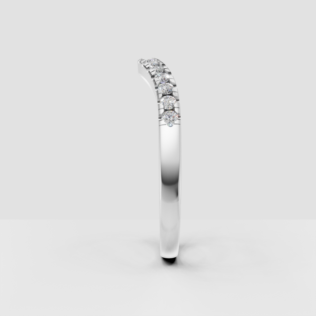 Round Diamond Curved Half Eternity Pavé Engagement Ring