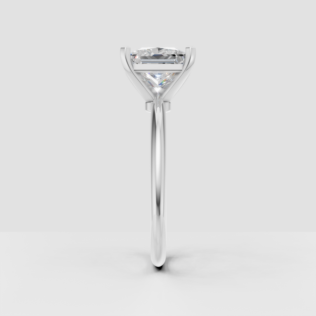 Classic square diamond engagement ring with minimalist band