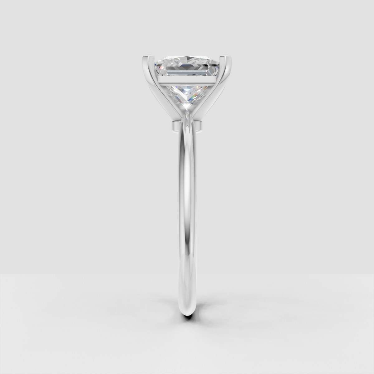 Classic square diamond engagement ring with minimalist band