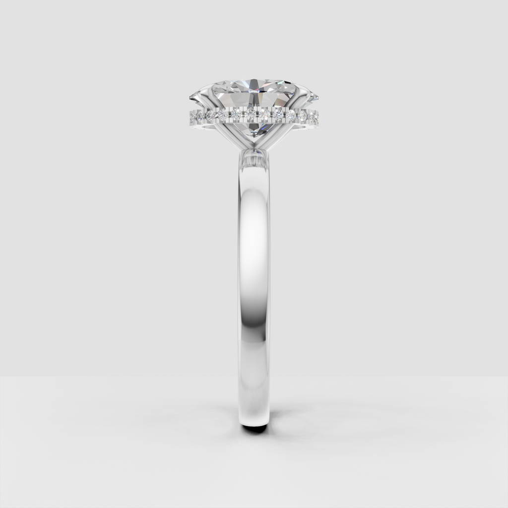 Luxury oval cut diamond ring with hidden halo detail