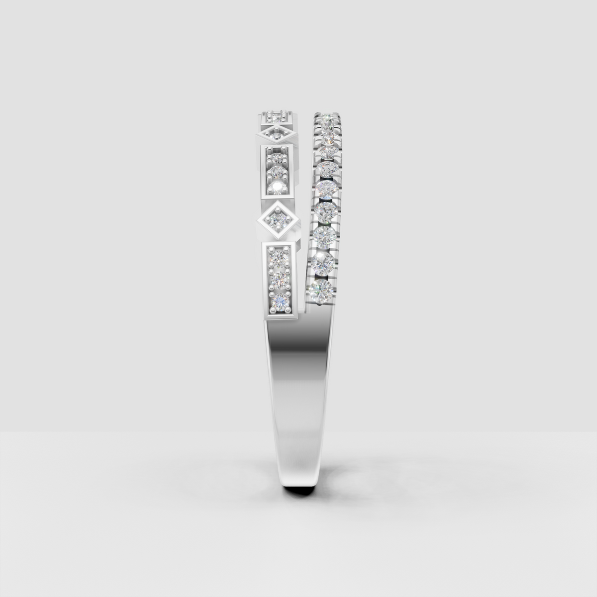 Contemporary yellow gold eternity ring with brilliant round diamonds