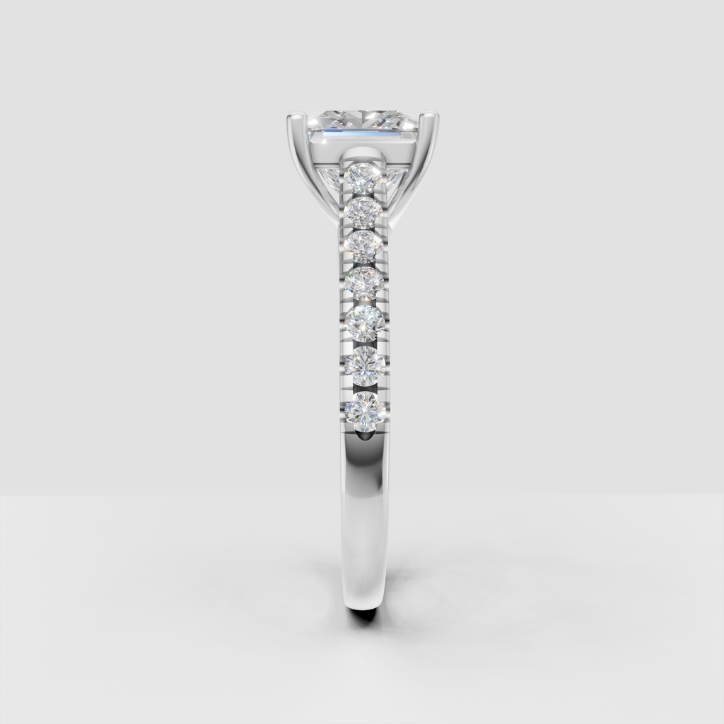 Modern princess cut diamond engagement ring with wide band