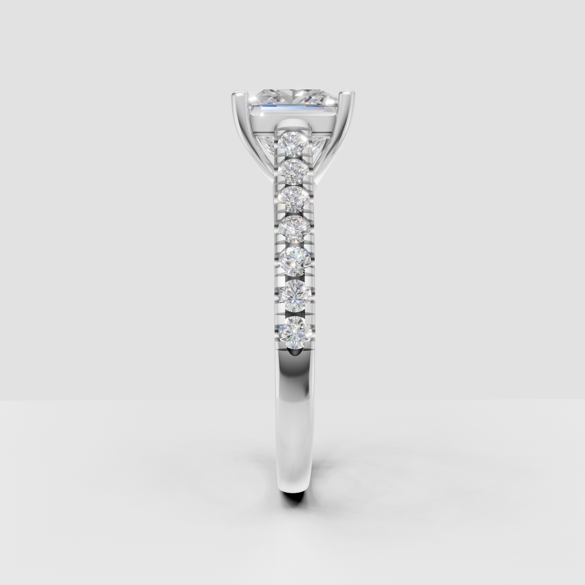 Modern princess cut diamond engagement ring with wide band