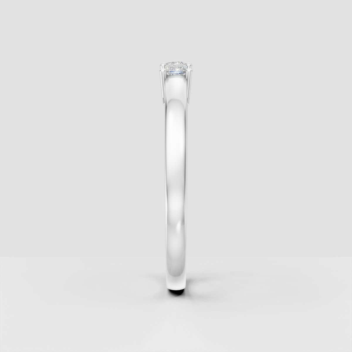 Contemporary princess cut diamond band with five stones and shared prongs
