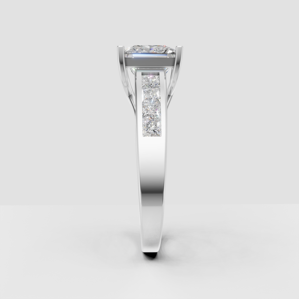 Elegant princess diamond ring with accent diamonds along shoulders