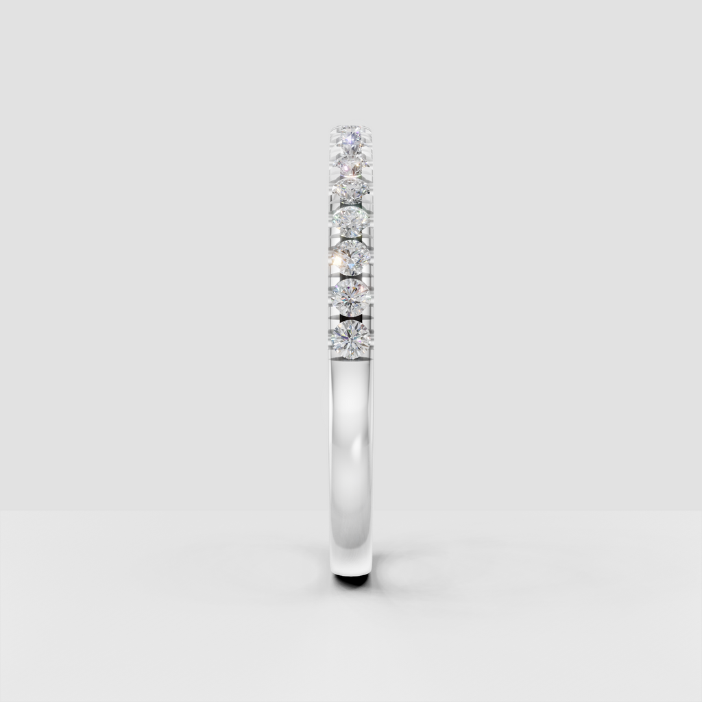 Elegant yellow gold half eternity diamond wedding band
