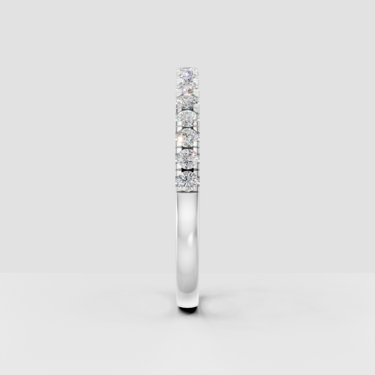 Elegant yellow gold half eternity diamond wedding band