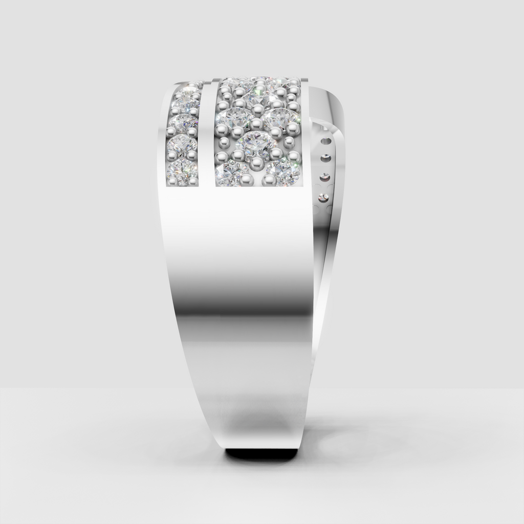 Modern round diamond crossover wedding band