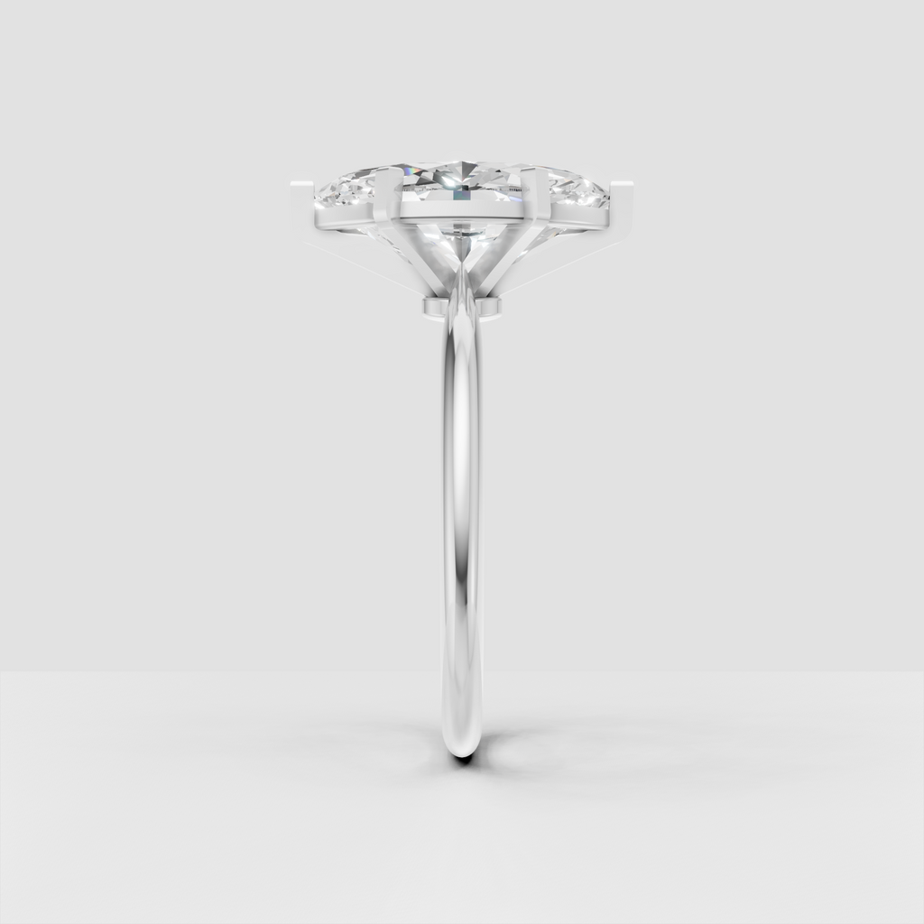 Marquise Cut Lab Grown & Moissanite Diamond Halo Engagement Ring - Image 11