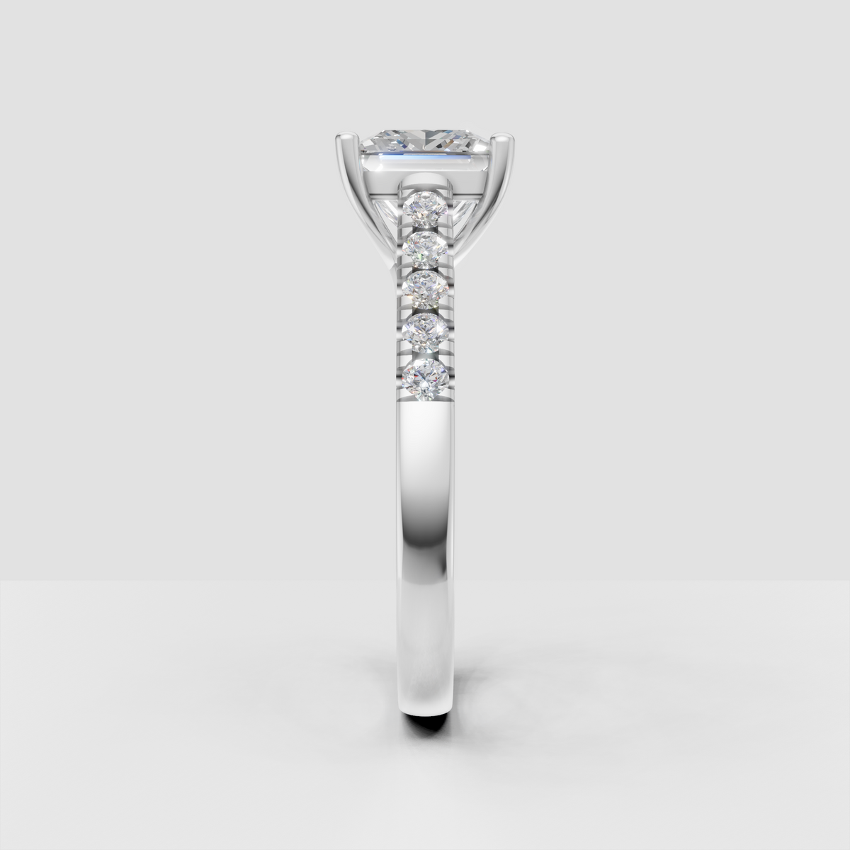 Pavé band princess diamond wedding ring