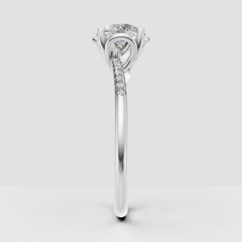 Round center diamond with open gold surround