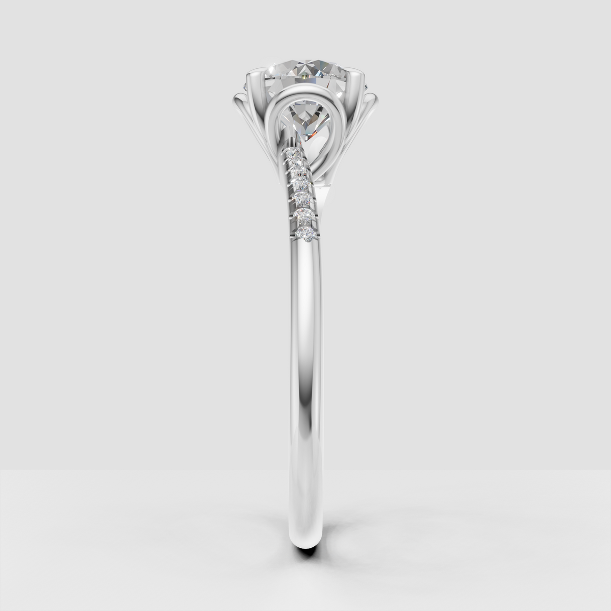 Round center diamond with open gold surround