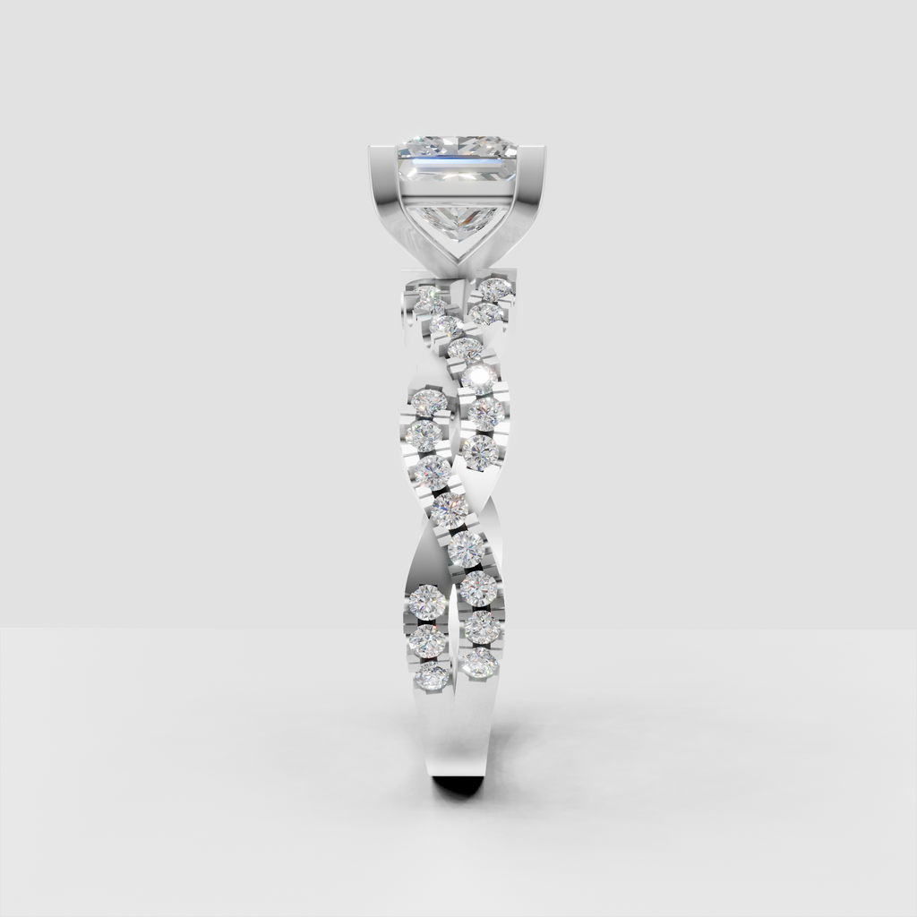 Modern princess diamond engagement ring with pavé side stones