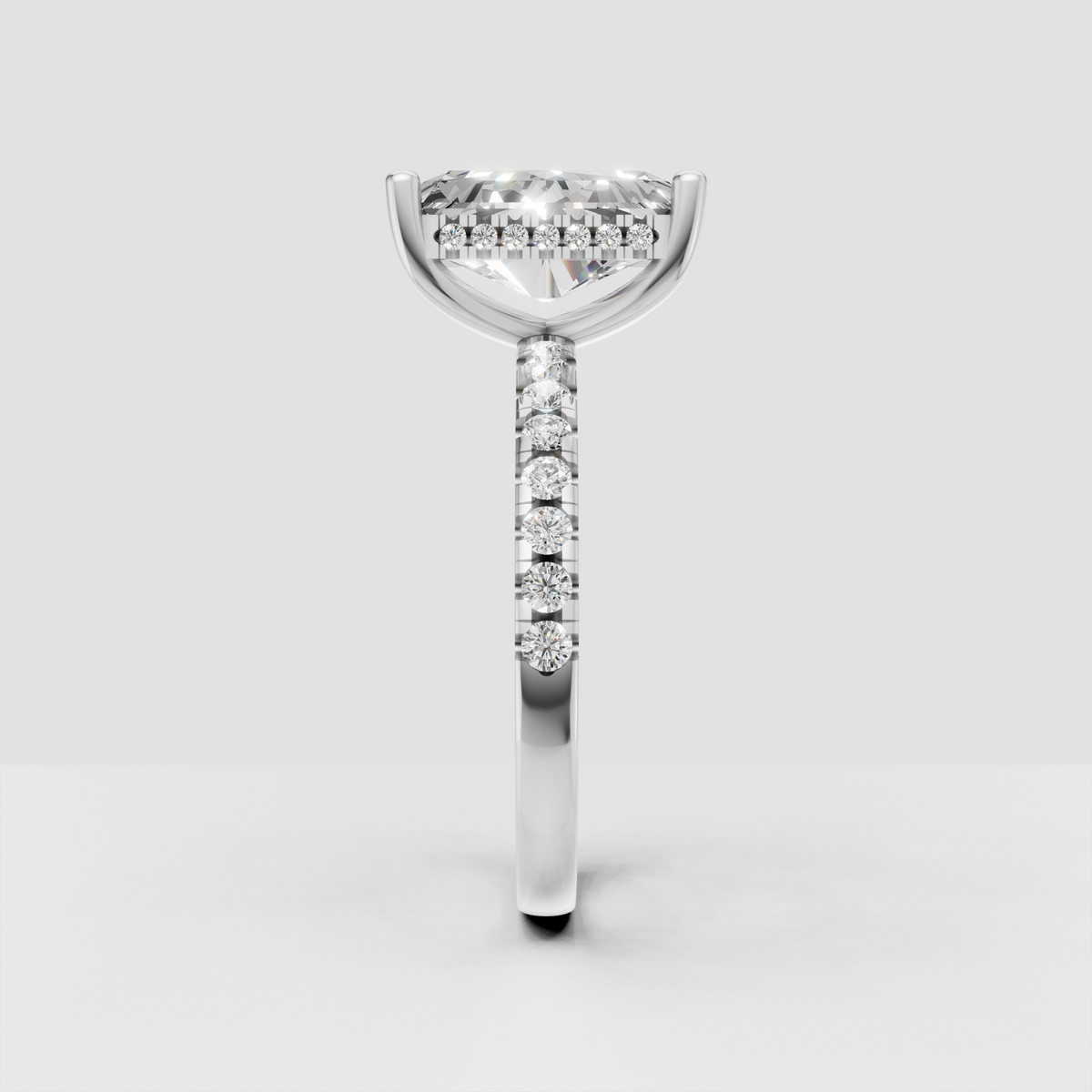 Classic radiant diamond engagement ring with sparkling hidden halo
