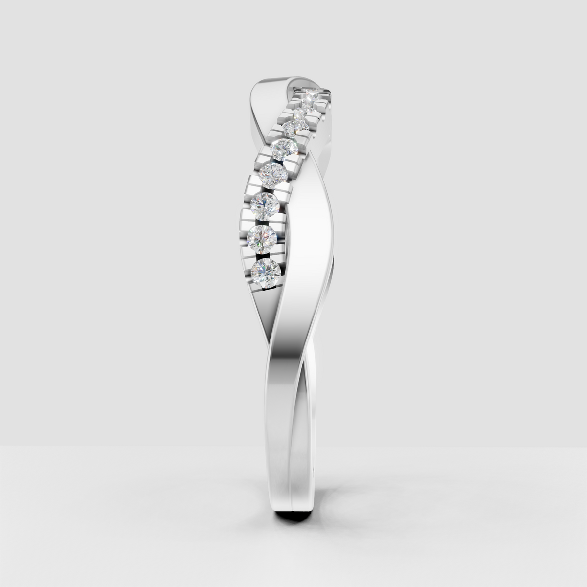Polished gold round diamond half eternity band