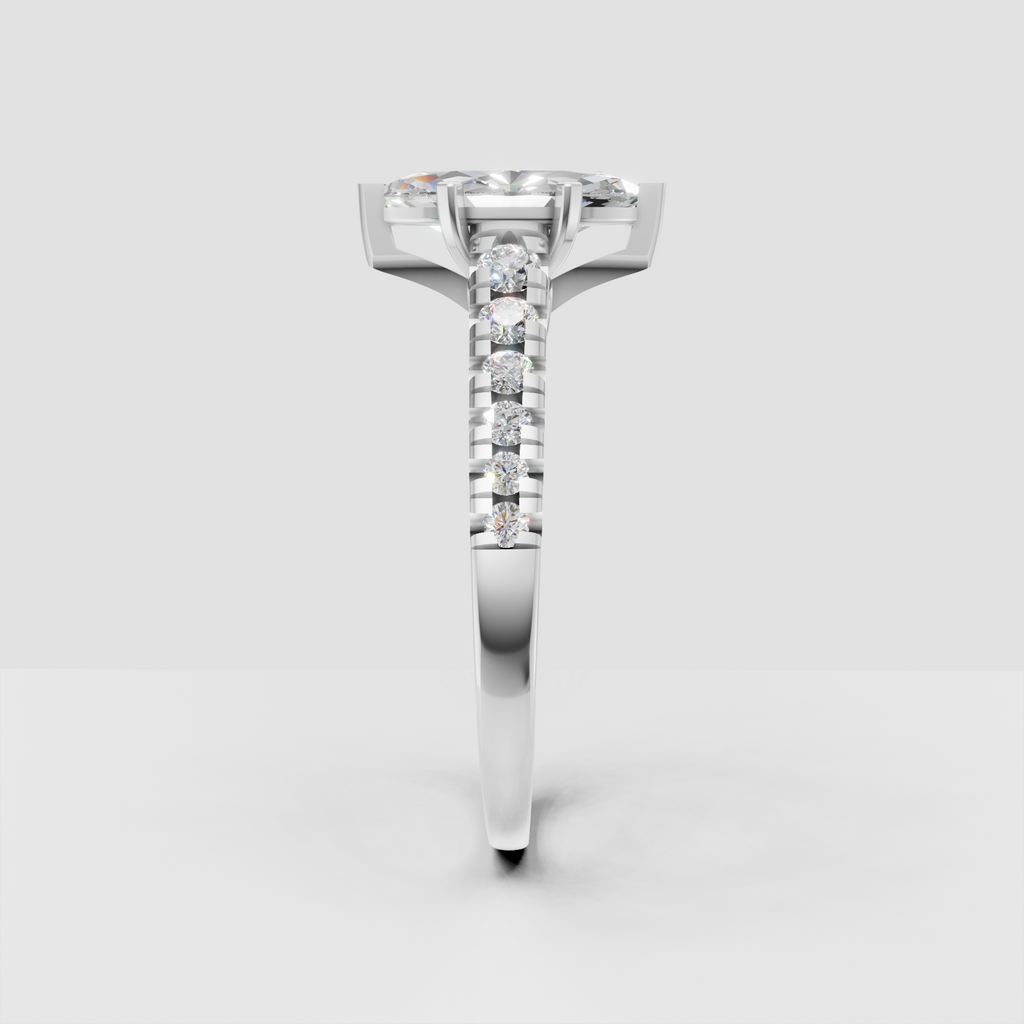 Marquise diamond solitaire ring with elegant cathedral gallery